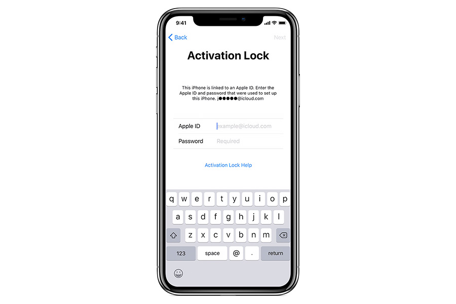 صفحه قفل فعالسازی یا activation lock screen